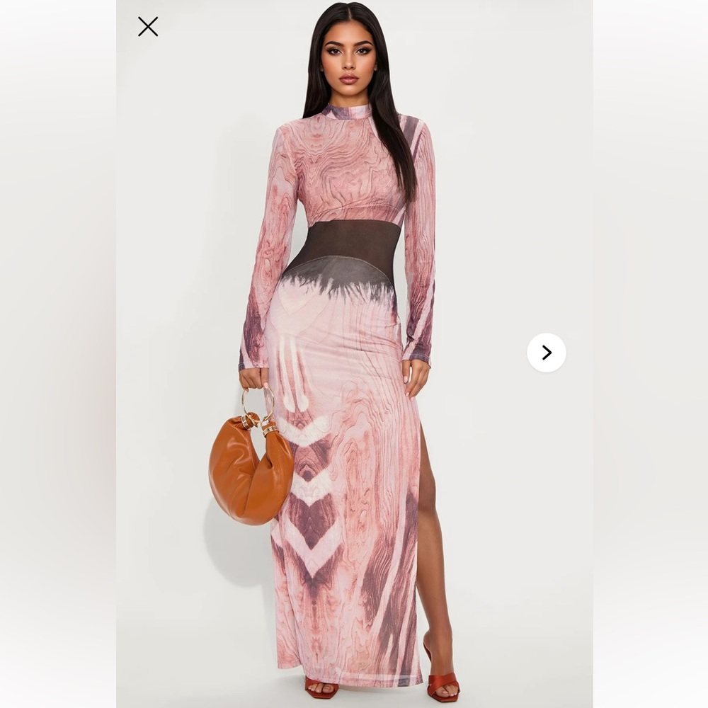 Elegant Pink and Black Long Sleeve Dress plus Sz 2X nwt